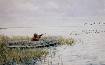 Arthur B Frost xx Duck Shooting from a Blind cynegetic Oil Paintings